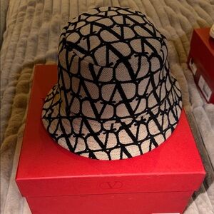 Valentino Monogram Black and Cream Hat